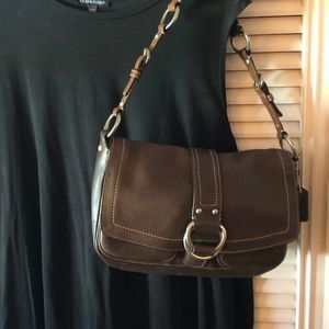 Coach Chelsea Buckle Dark Brown Leather Shoulder Bag EUC